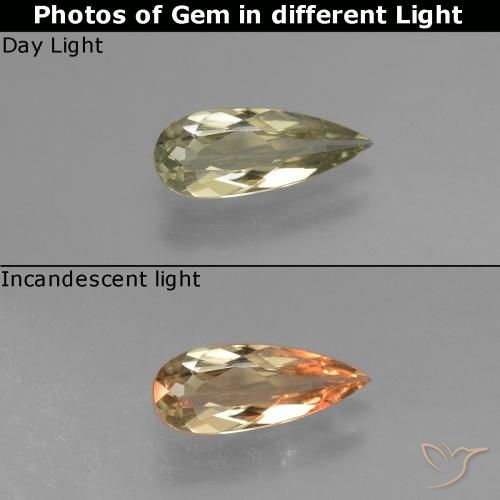 0.97ct Натуральный Палевый Диаспора, меняющая цвет, Форма груши, VVS-VS