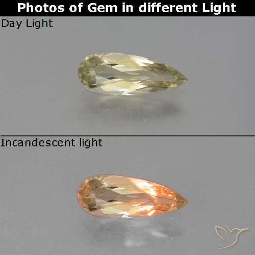 1.00ct Натуральный Палевый Диаспора, меняющая цвет, Форма груши, Чистота VS