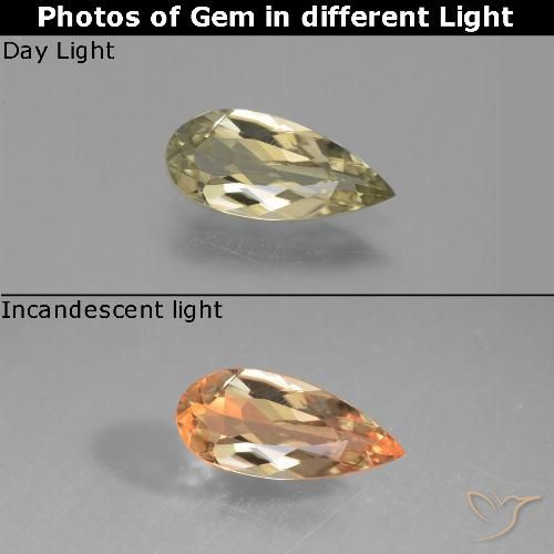 0.99 карата, натуральный Палевый Диаспора, меняющая цвет, Форма груши, Чистота VS