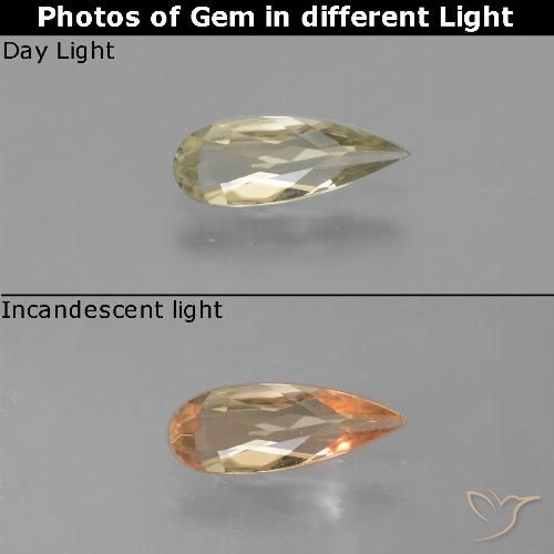 0.81ct Натуральный Светло-желтый Диаспора, меняющая цвет, Форма груши, Чистота VS