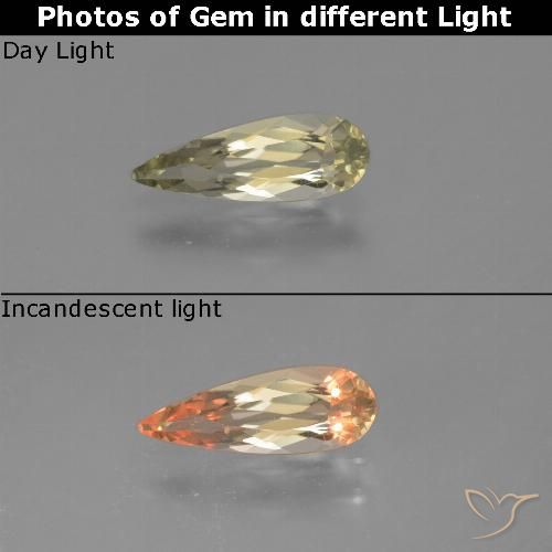 0.83ct Натуральный Палевый Диаспора, меняющая цвет, Форма груши, VVS-VS