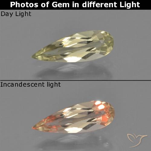 0.68ct Натуральный Палевый Диаспора, меняющая цвет, Форма груши, VVS-VS