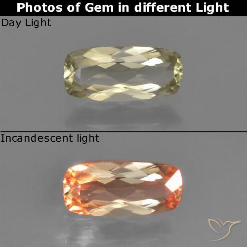 0.85ct Натуральный Желтый бежевый Диаспора, меняющая цвет, Подушка, VVS-VS