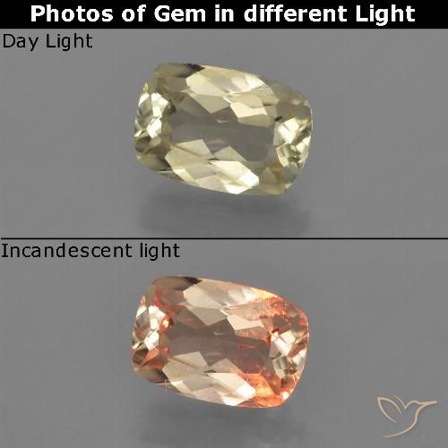 0.93ct Натуральный Землисто-желтый Диаспора, меняющая цвет, Подушка, VVS-VS