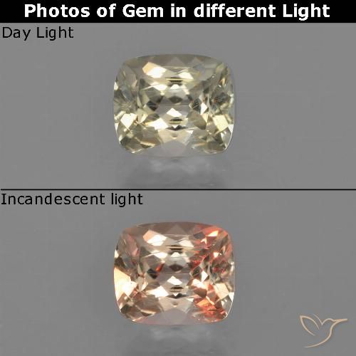 0.99ct Натуральный Очень светло-желтый Диаспора, меняющая цвет, Подушка, VVS-VS