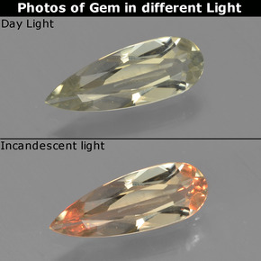 0.87 карата, натуральный Светло-желтый Диаспора, меняющая цвет, Форма груши, VVS-VS