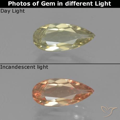 0.80ct Натуральный Очень бледно-желтый Диаспора, меняющая цвет, Форма груши, Чистота VS