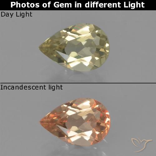 0.75ct Натуральный Палевый Диаспора, меняющая цвет, Форма груши, Чистота VS