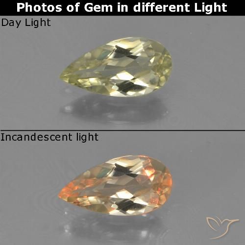 0.69ct Натуральный Палевый Диаспора, меняющая цвет, Форма груши, Чистота VVS