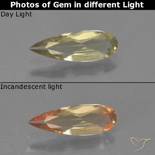 0.62ct Натуральный Палевый Диаспора, меняющая цвет, Форма груши, Чистота VVS
