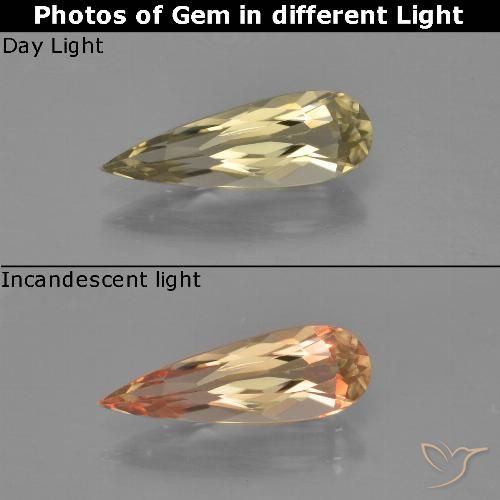 1.03ct Натуральный Землисто-желтый Диаспора, меняющая цвет, Форма груши, VVS-VS