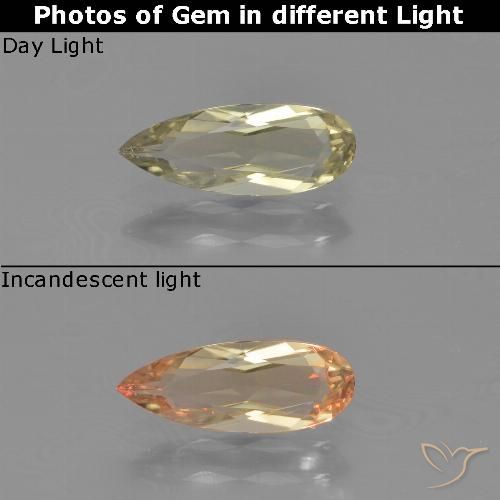 0.84ct Натуральный Желтый бежевый Диаспора, меняющая цвет, Форма груши, VVS-VS