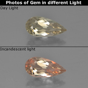 1.17 карата, натуральный Теплый желтый Диаспора, меняющая цвет, Форма груши, VVS-VS
