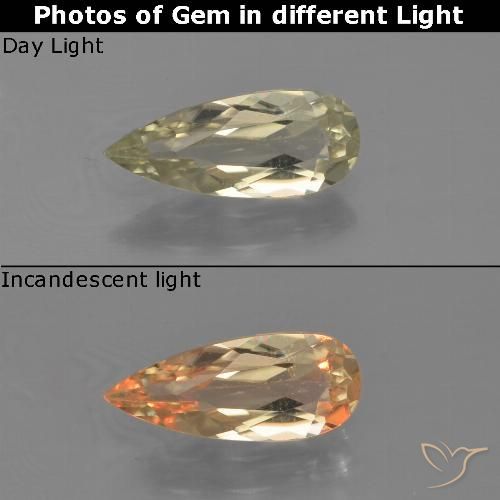 0.95ct Натуральный Палевый Диаспора, меняющая цвет, Форма груши, VVS-VS