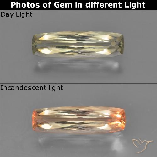 1.30ct Натуральный Светло-желтый Диаспора, меняющая цвет, Подушка, Чистота VS