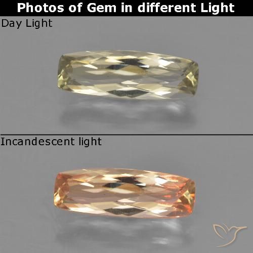 1.36ct Натуральный Светло-желтый Диаспора, меняющая цвет, Подушка, VVS-VS