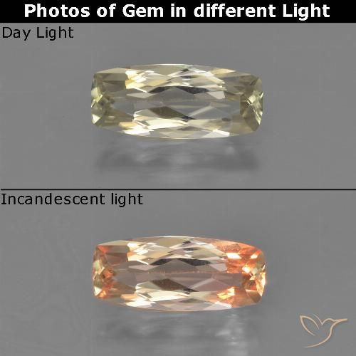 1.27ct Натуральный Очень светлый золотисто-желтый Диаспора, меняющая цвет, Подушка, Чистота VVS