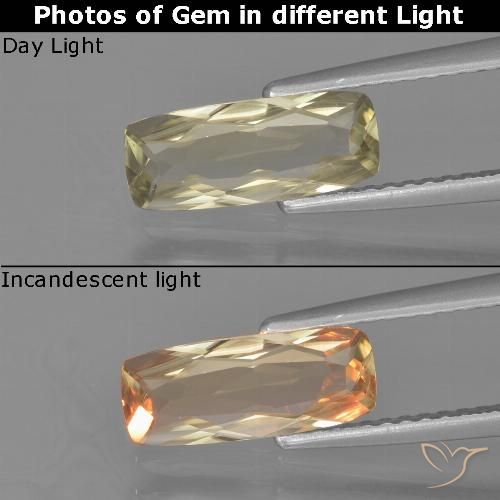 1.14ct Натуральный Очень бледно-желтый Диаспора, меняющая цвет, Подушка, Чистота VVS