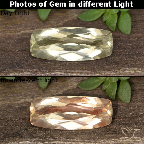 1.18ct Натуральный Светло-желтый Диаспора, меняющая цвет, Подушка, Чистота VVS
