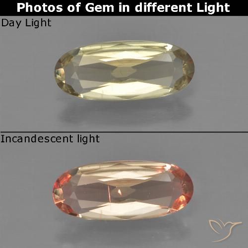0.87ct Натуральный Теплый желтый Диаспора, меняющая цвет, Овал, Чистота VS