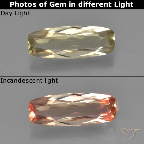 0.90ct Натуральный Теплый желтый Диаспора, меняющая цвет, Подушка, Чистота VS