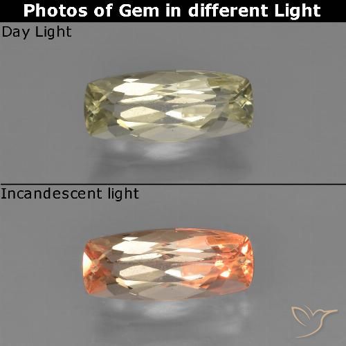 0.93ct Натуральный Очень бледно-желтый Диаспора, меняющая цвет, Подушка, Чистота VS