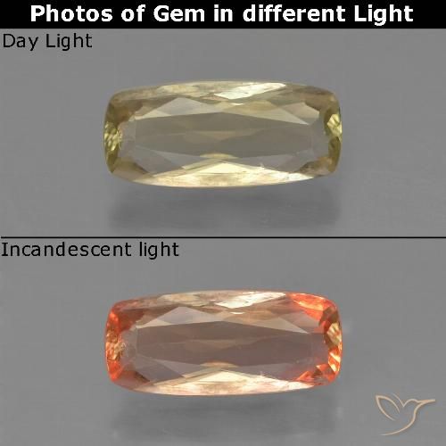 0.95ct Натуральный Теплый желтый Диаспора, меняющая цвет, Подушка, Чистота VS
