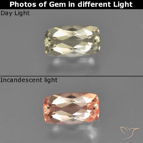 0.76ct Натуральный Очень светло-желтый Диаспора, меняющая цвет, Подушка, Чистота VS