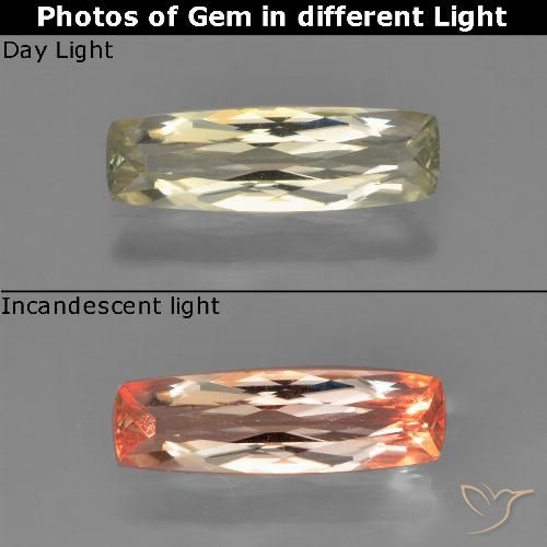 0.87ct Натуральный Очень светло-желтый Диаспора, меняющая цвет, Подушка, Чистота VS