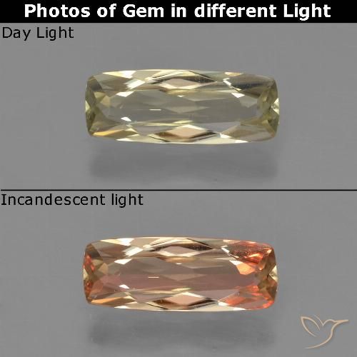 0.80ct Натуральный Очень светло-желтый Диаспора, меняющая цвет, Подушка, VVS-VS