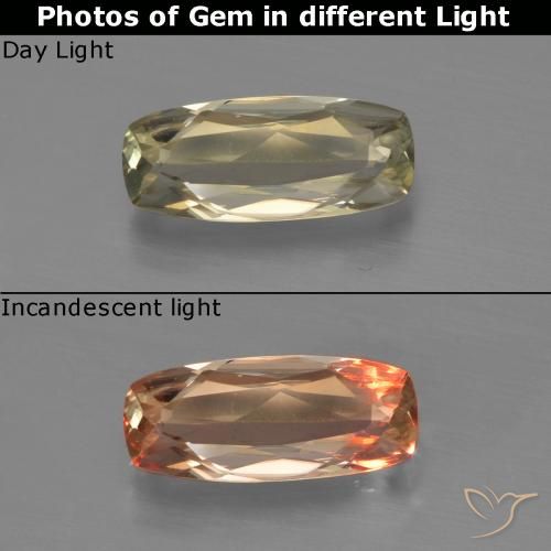 0.81ct Натуральный Очень светло-желтый Диаспора, меняющая цвет, Подушка, Чистота VVS