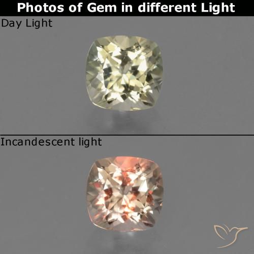 0.80ct Натуральный Очень светлый золотисто-желтый Диаспора, меняющая цвет, Подушка, VVS-VS