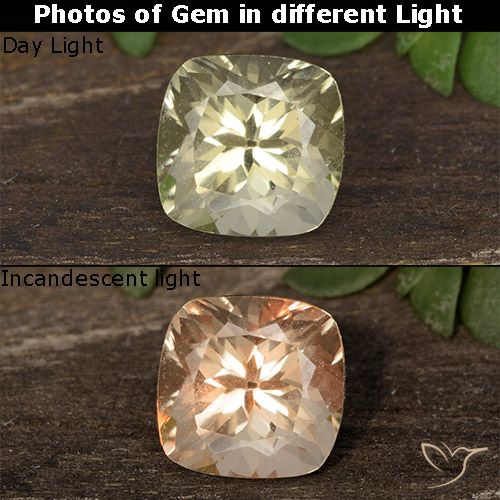 0.81ct Натуральный Очень светло-желтый Диаспора, меняющая цвет, Подушка, VVS-VS