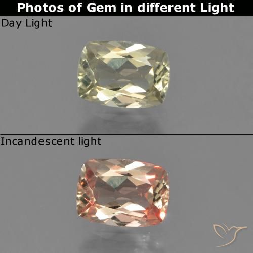 0.63ct Натуральный Светло-желтый Диаспора, меняющая цвет, Подушка, VVS-VS