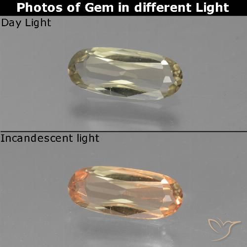 0.71ct Натуральный Светло-желтый Диаспора, меняющая цвет, Овал, Чистота VVS