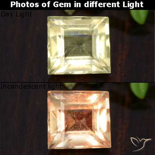 1.01ct Натуральный Очень светло-желтый Диаспора, меняющая цвет, Квадрат, Чистота VS
