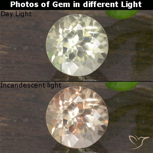 0.61ct Натуральный Очень светло-желтый Диаспора, меняющая цвет, Круглый, VVS-VS