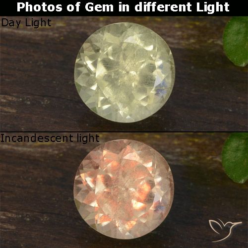 0.64ct Натуральный Светло-желтый Диаспора, меняющая цвет, Круглый, VVS-VS