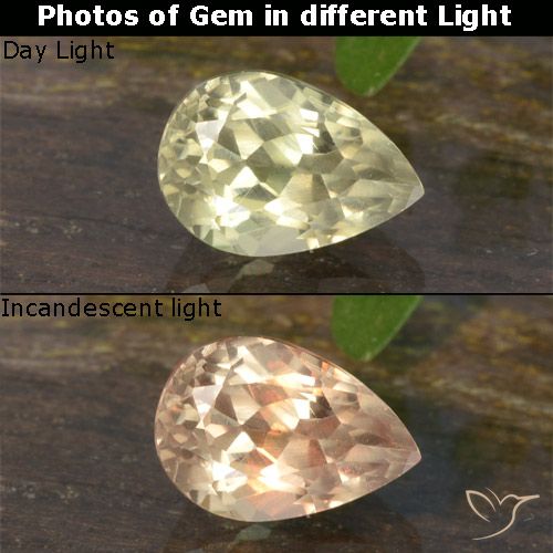 0.69ct Натуральный Светло-желтый Диаспора, меняющая цвет, Форма груши, VVS-VS