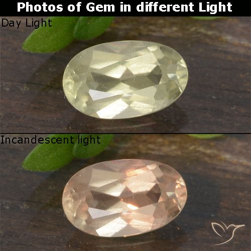 0.63ct Натуральный Светло-желтый Диаспора, меняющая цвет, Овал, Чистота VS