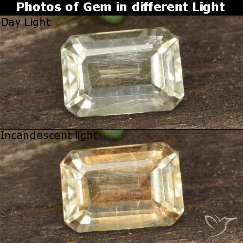 0.73ct Натуральный Светло-желтый Диаспора, меняющая цвет, Изумрудная огранка, VVS-VS