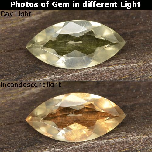 0.78ct Натуральный Светло-желтый Диаспора, меняющая цвет, Маркиза, VVS-VS