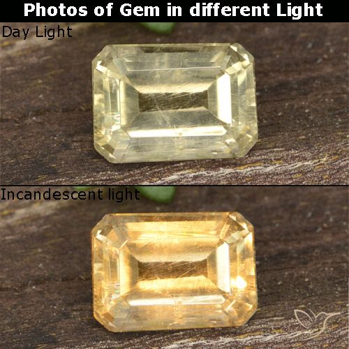 0.73ct Натуральный Очень светло-желтый Диаспора, меняющая цвет, Изумрудная огранка, VVS-VS