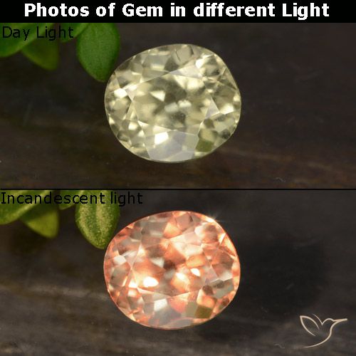 0.80ct Натуральный Очень бледно-желтый Диаспора, меняющая цвет, Овал, VVS-VS