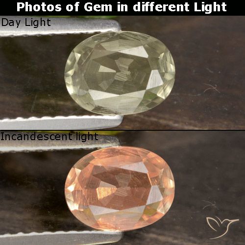 0.66ct Натуральный Очень светло-желтый Диаспора, меняющая цвет, Овал, VVS-VS