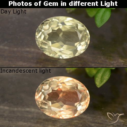 0.84ct Натуральный Очень бледно-желтый Диаспора, меняющая цвет, Овал, VVS-VS