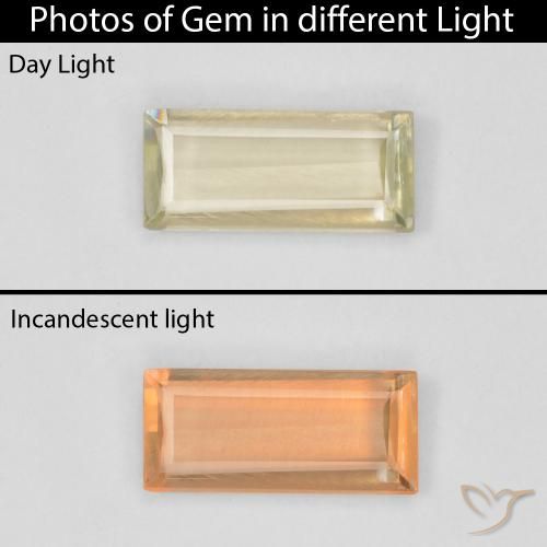 0.70 карата, натуральный Светло-желтый Диаспора, меняющая цвет, Огранка Багет, VVS-VS