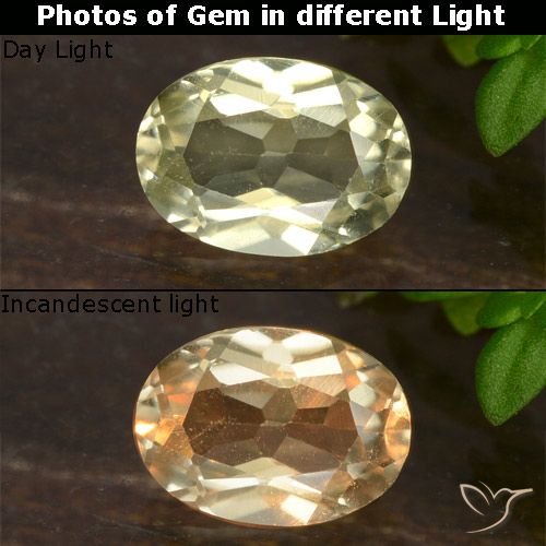 0.65ct Натуральный Светло-желтый Диаспора, меняющая цвет, Овал, VVS-VS