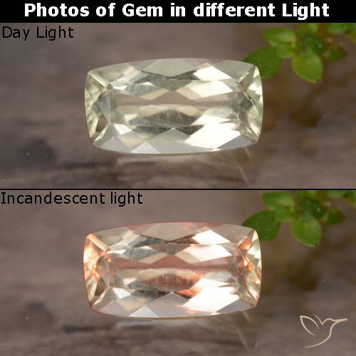 0.94ct Натуральный Очень светло-желтый Диаспора, меняющая цвет, Подушка, VVS-VS