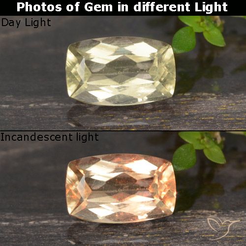 0.82ct Натуральный Очень светло-желтый Диаспора, меняющая цвет, причудливая, Чистота VS